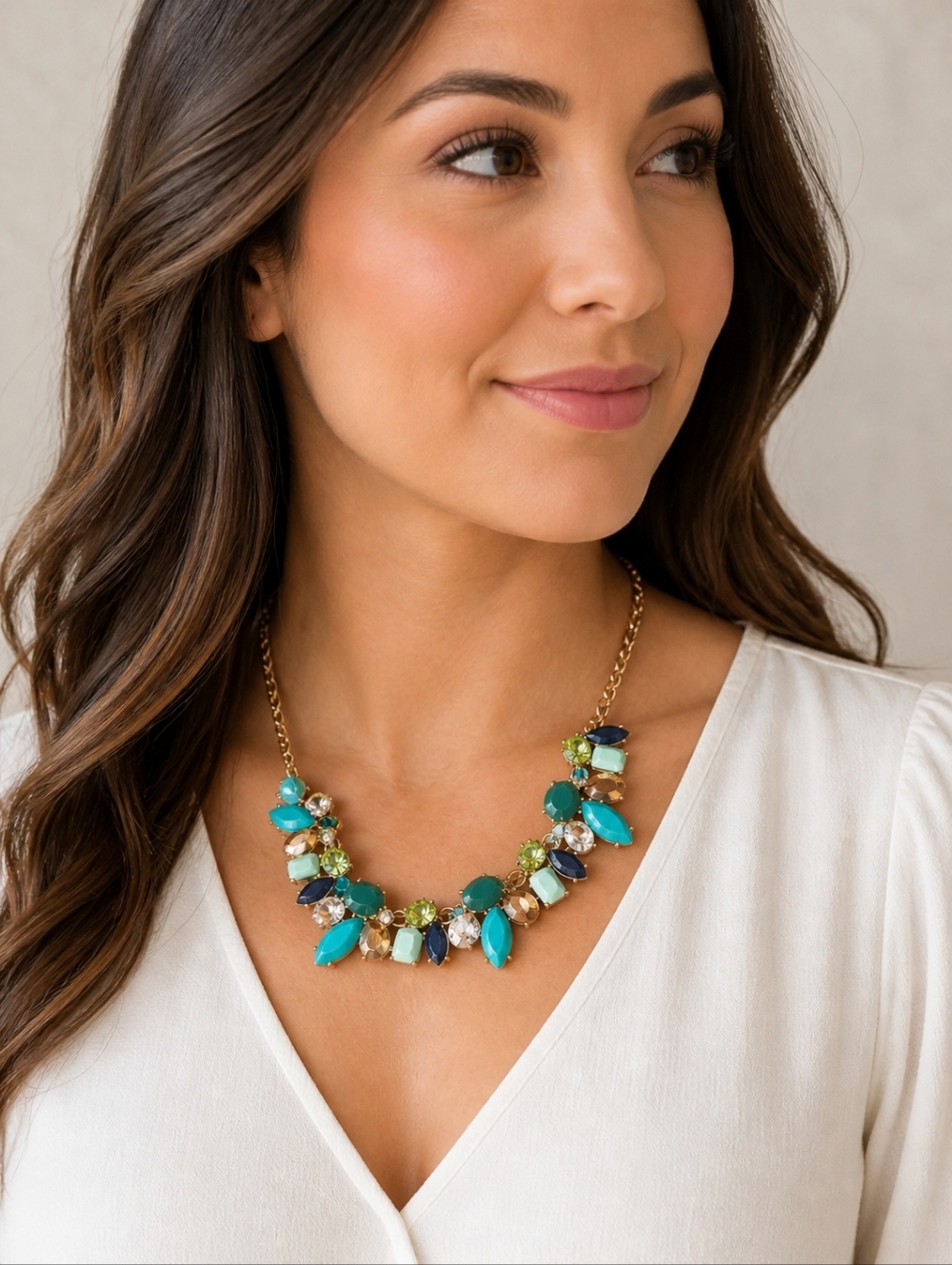 ✨ J. Crew Multicolor Gemstone Statement Necklace ✨